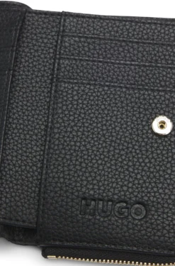 Grained faux-leather wallet with logo lettering