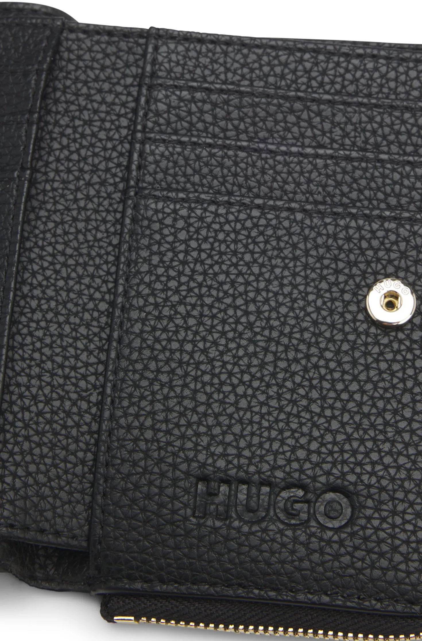 Grained faux-leather wallet with logo lettering