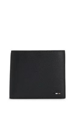Grained faux-leather wallet with signature-stripe trim