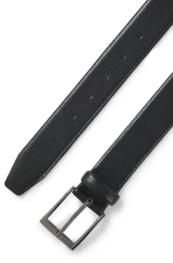 Grained Italian-leather belt with gunmetal pin buckle