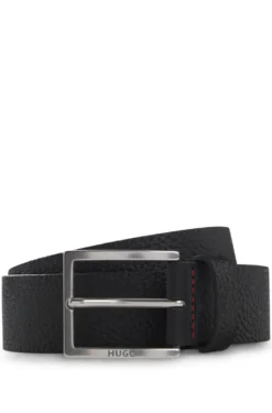 Grained leather belt