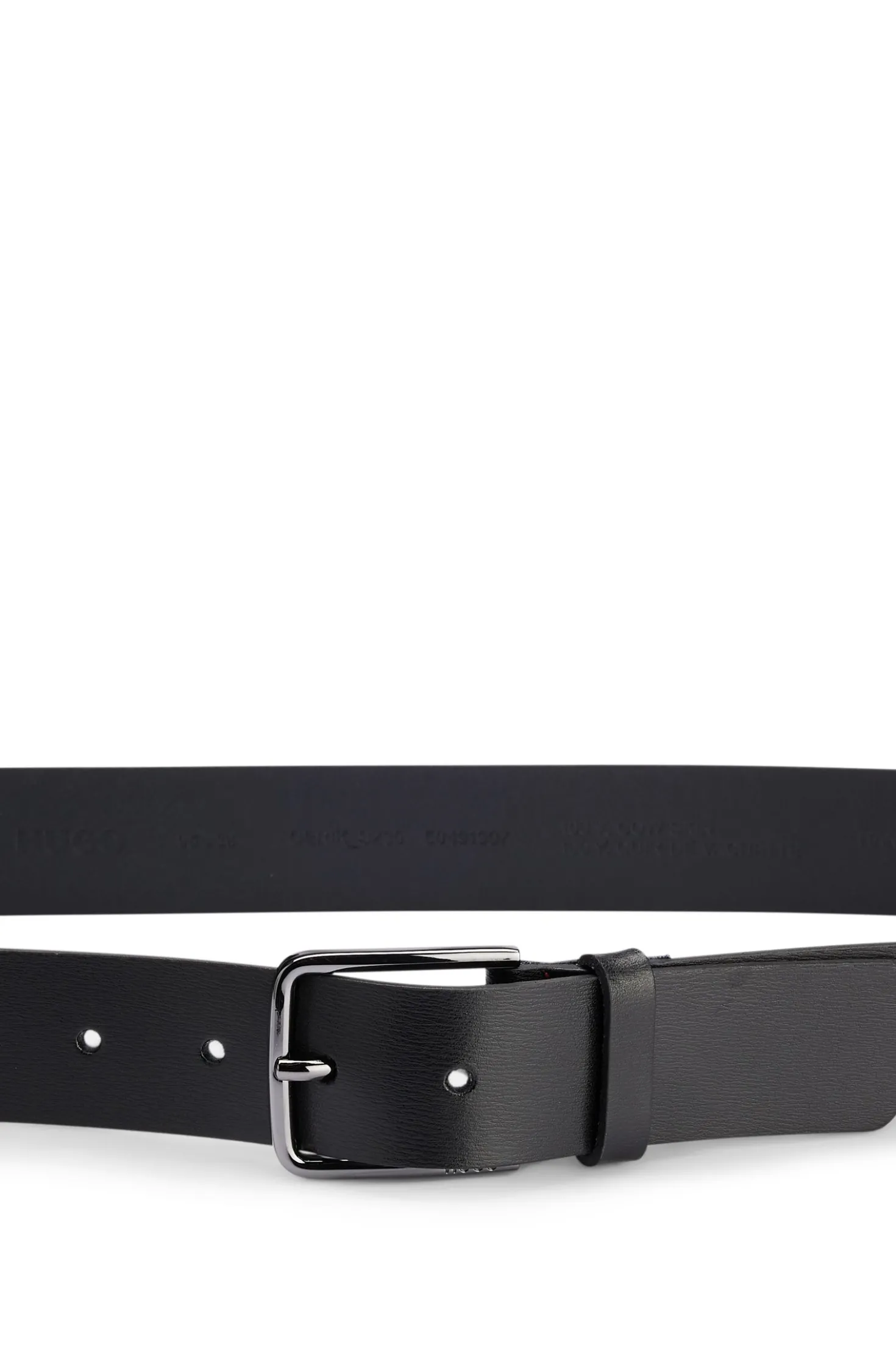 Grained-leather belt with red stitching