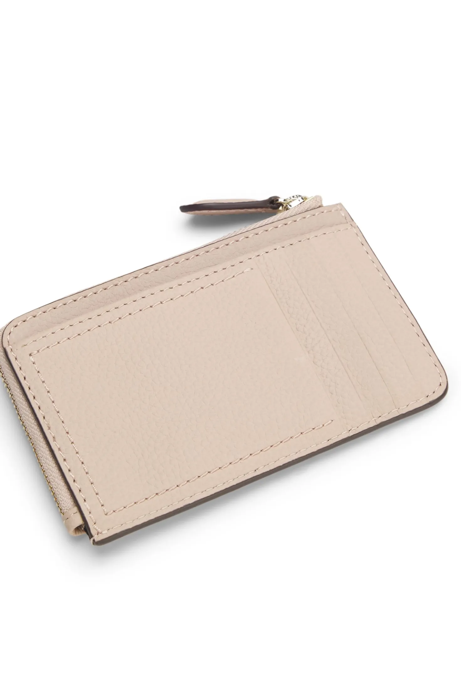 Grained-leather card holder with logo lettering