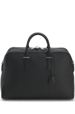 Grained-leather holdall with embossed logo
