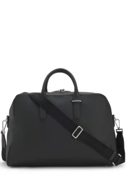 Grained-leather holdall with embossed logo