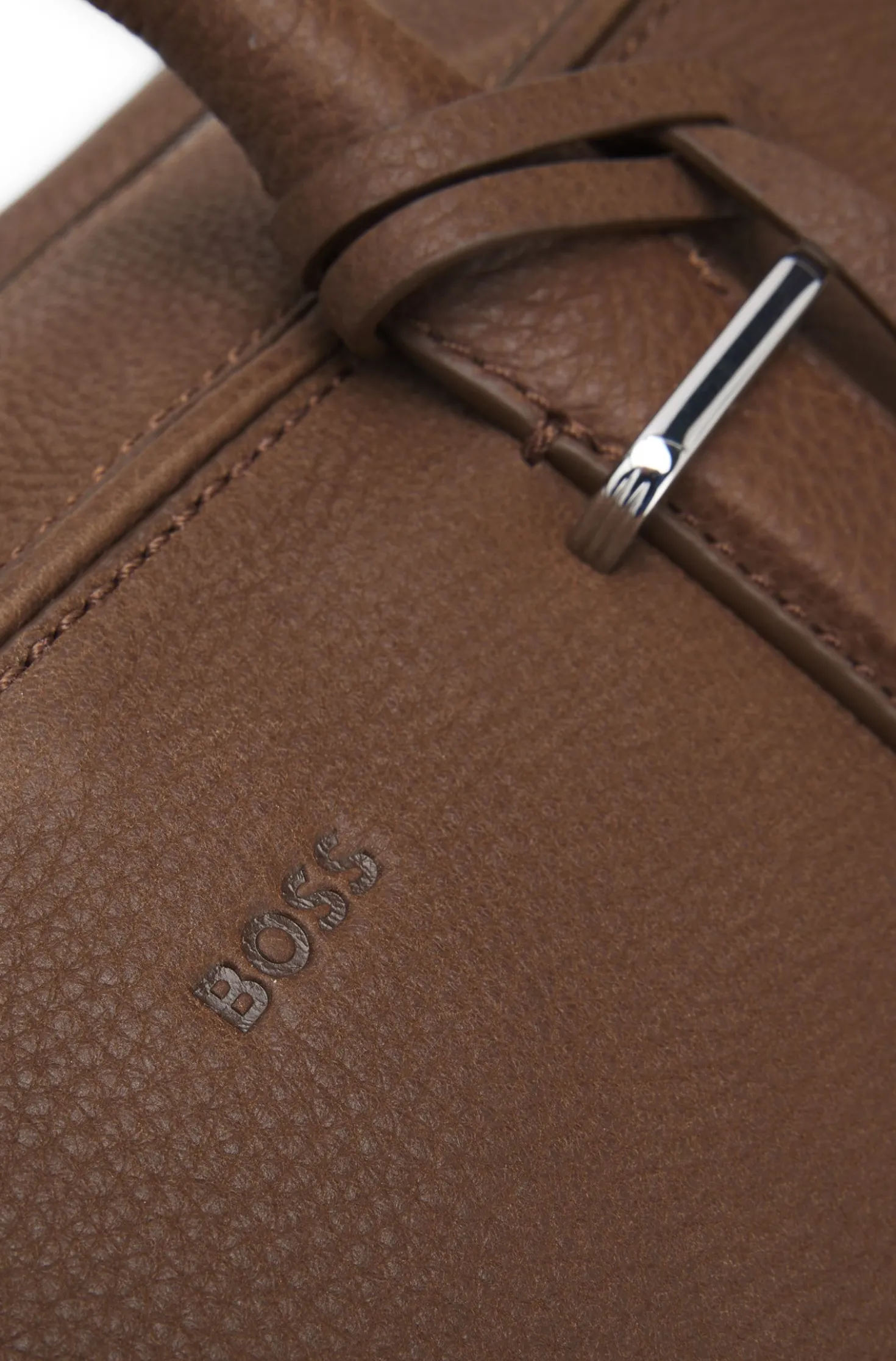 Grained-leather holdall with embossed logo