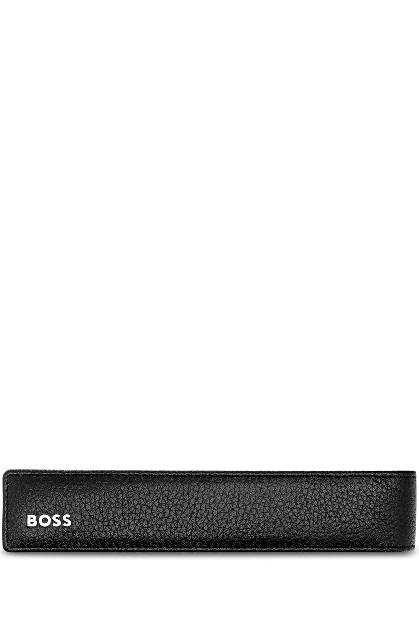 Grained-leather pen pouch in black