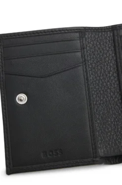 Grained-leather wallet with metallic logo lettering