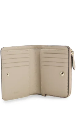Grained-leather wallet with metallic logo lettering