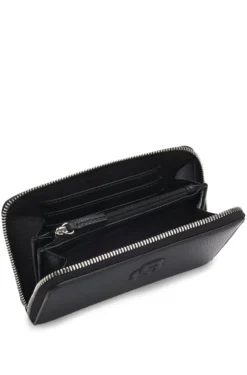 Grained ziparound wallet with Double B monogram
