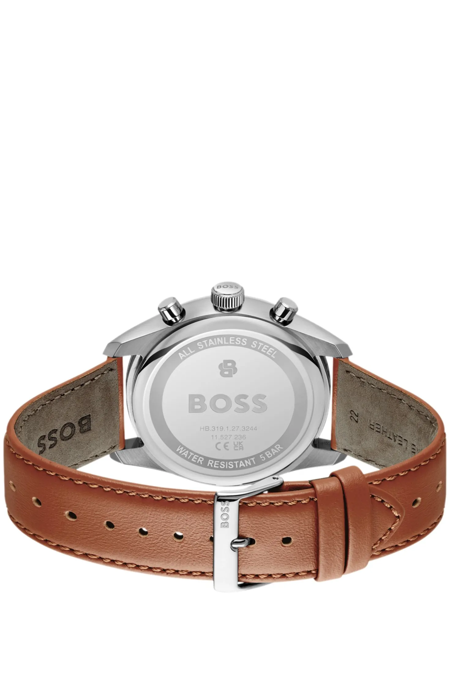 Grand Prix 44 chronograph watch with perforated leather strap
