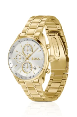 GRAND PRIX 40 Gold-tone watch with silver-white dial