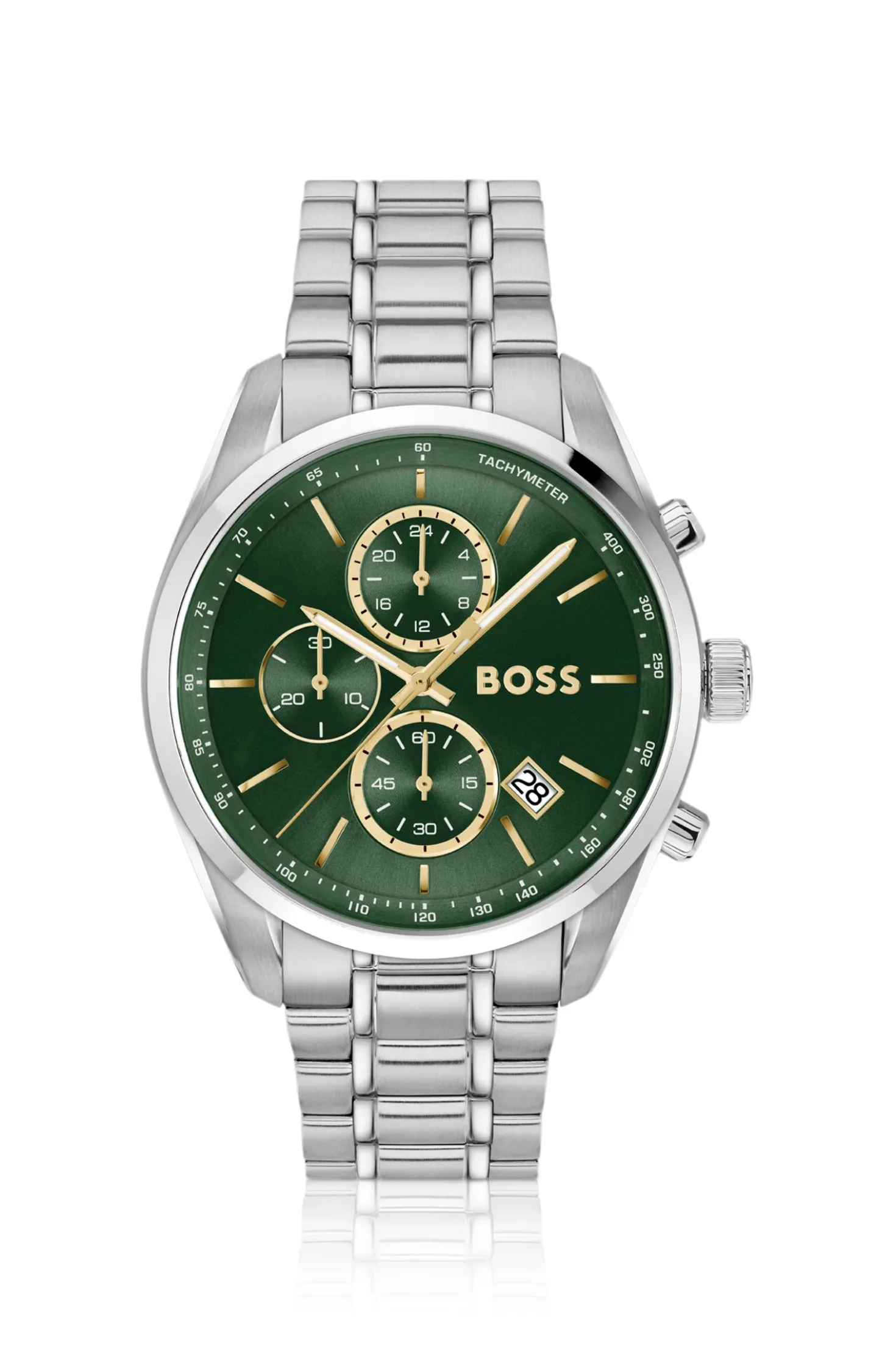 GRAND PRIX 44 Green-dial watch with steel bracelet