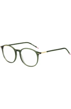 Green-acetate optical frames with gold-tone detailing