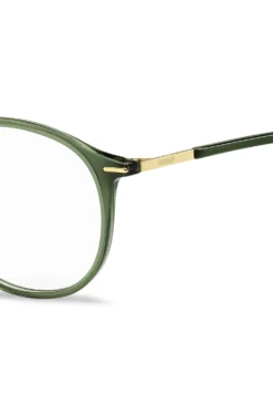 Green-acetate optical frames with gold-tone detailing