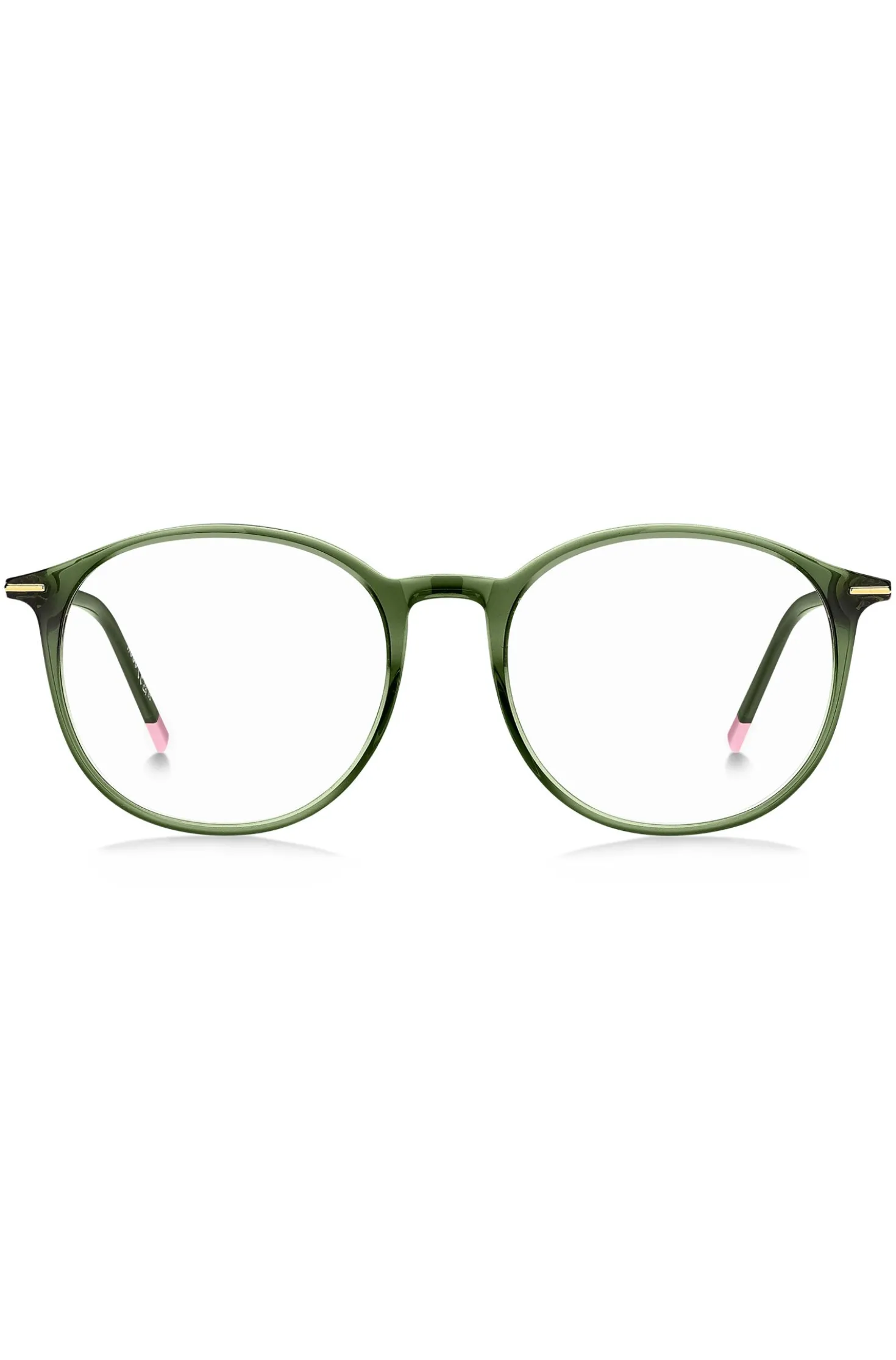 Green-acetate optical frames with gold-tone detailing
