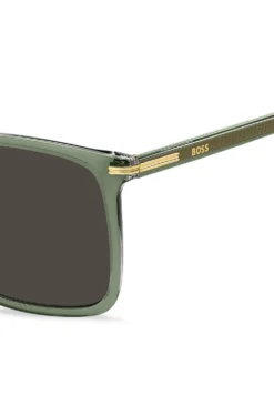 Green-acetate sunglasses with gold-tone trims