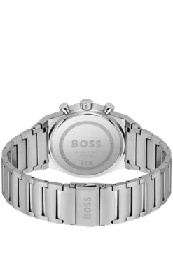 Green-dial chronograph watch in silver-tone steel