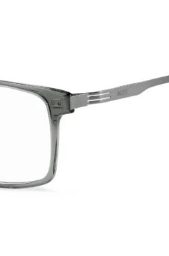 Grey-acetate optical frames with temple stripe