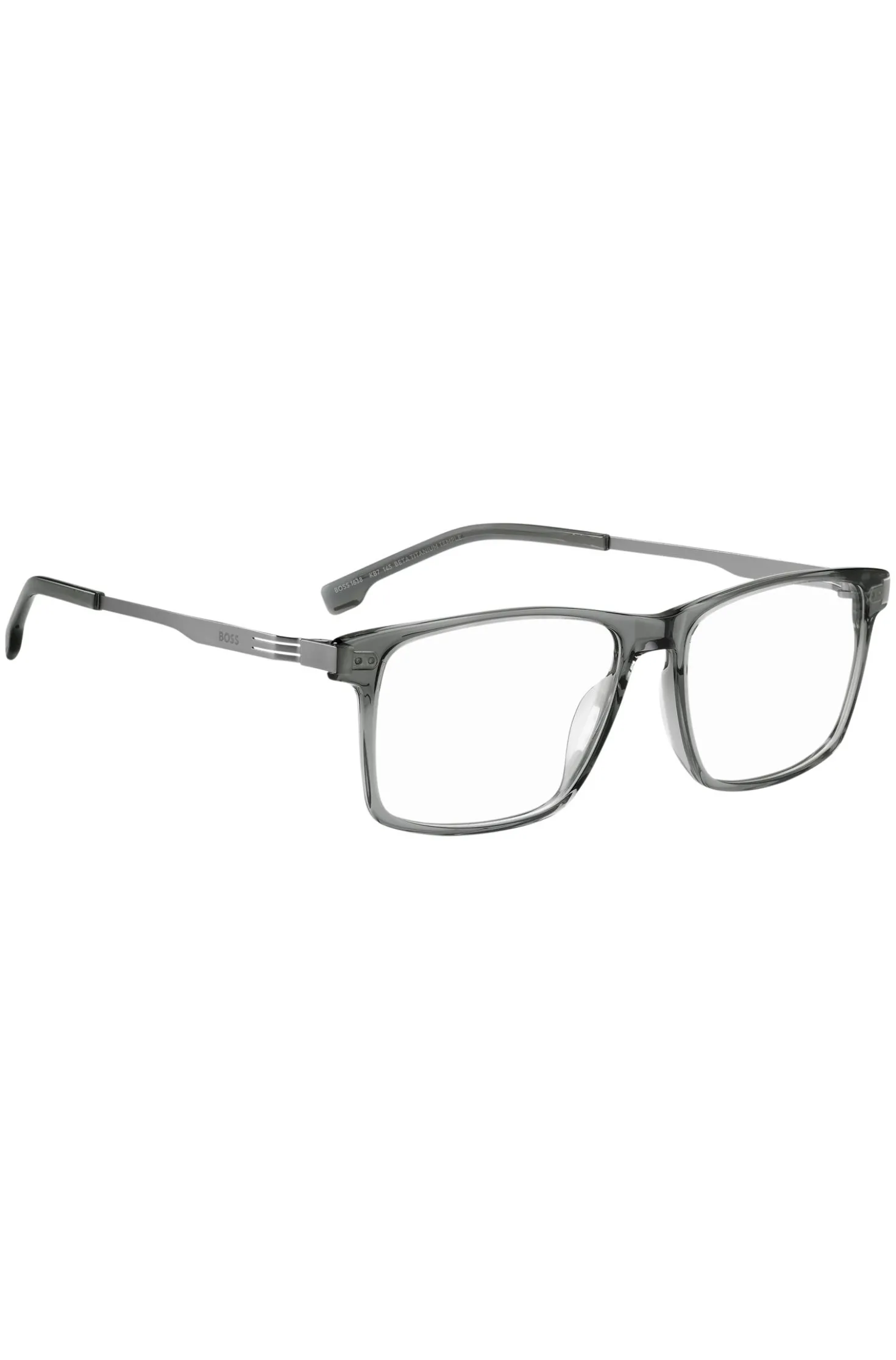 Grey-acetate optical frames with temple stripe