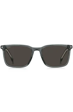Grey-acetate sunglasses with silver-tone trims
