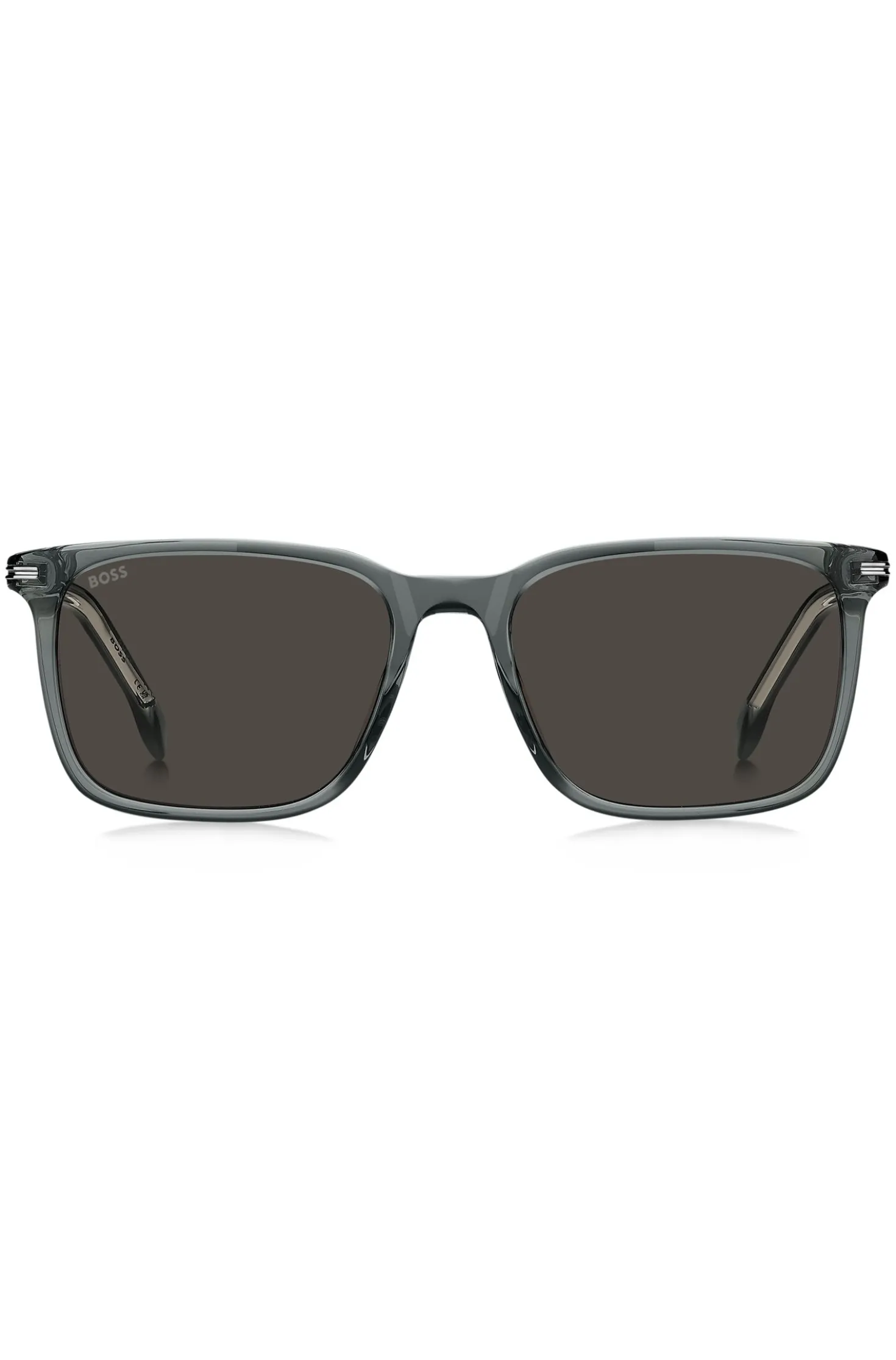 Grey-acetate sunglasses with silver-tone trims