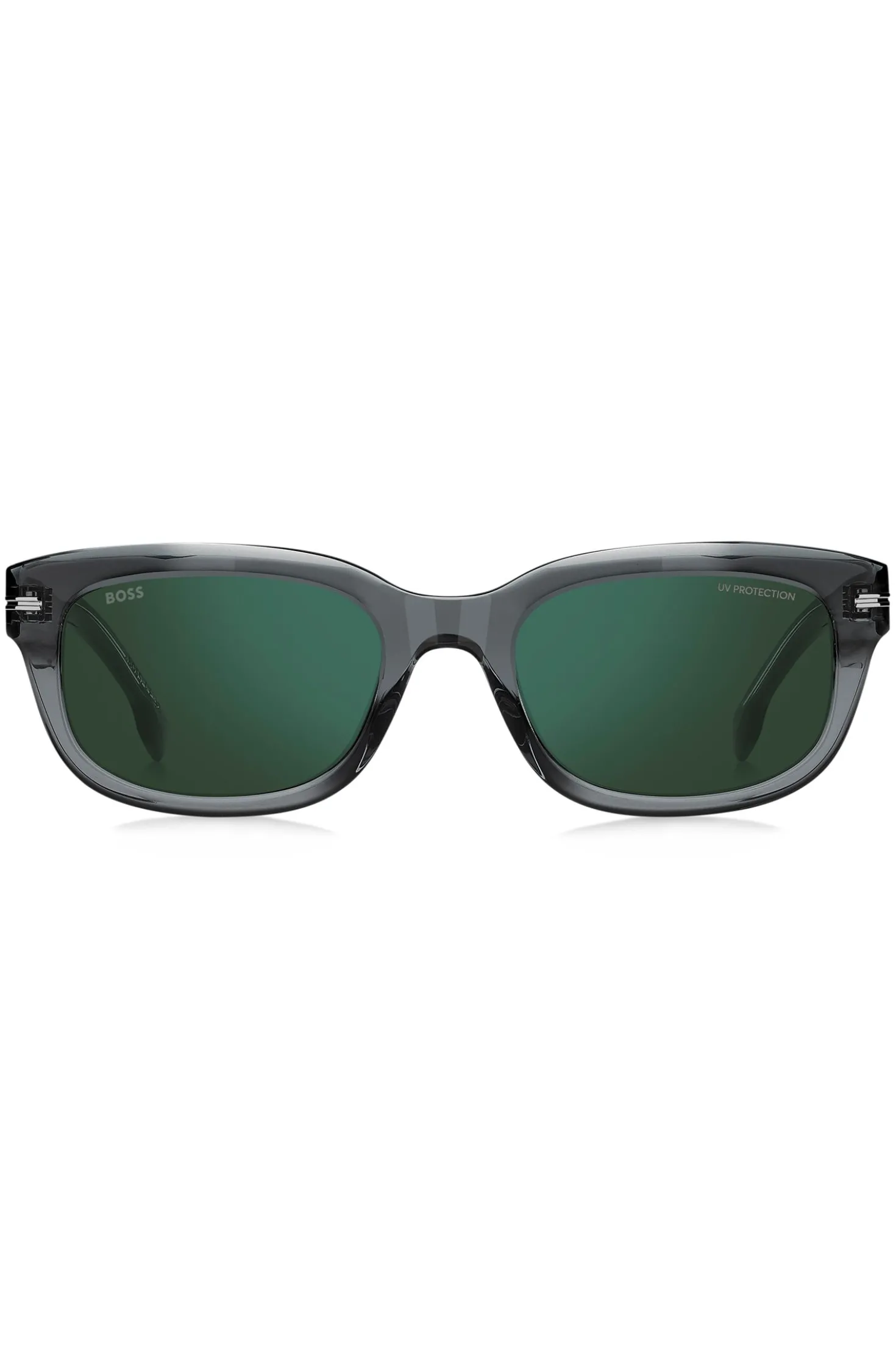Grey-acetate sunglasses with green lenses