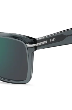 Grey-acetate sunglasses with silver-tone trims