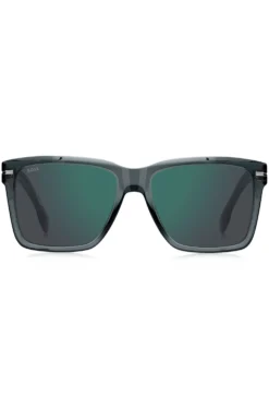 Grey-acetate sunglasses with silver-tone trims