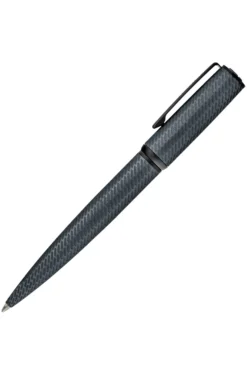 Grey aluminium ballpoint pen with mesh-effect engraving