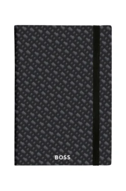 Grey A5 notebook with monogram pattern