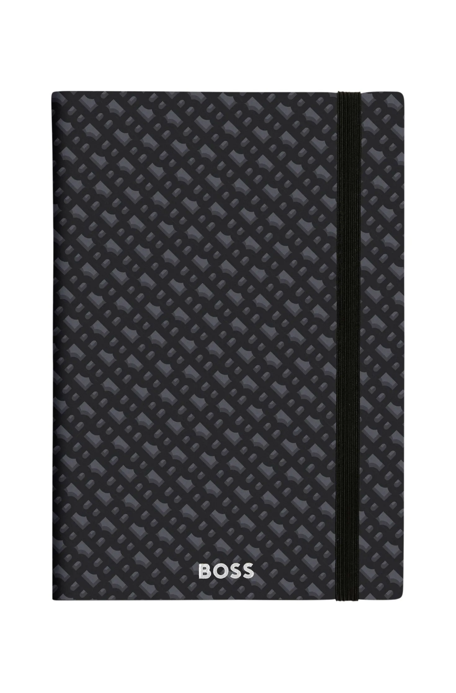 Grey A5 notebook with monogram pattern
