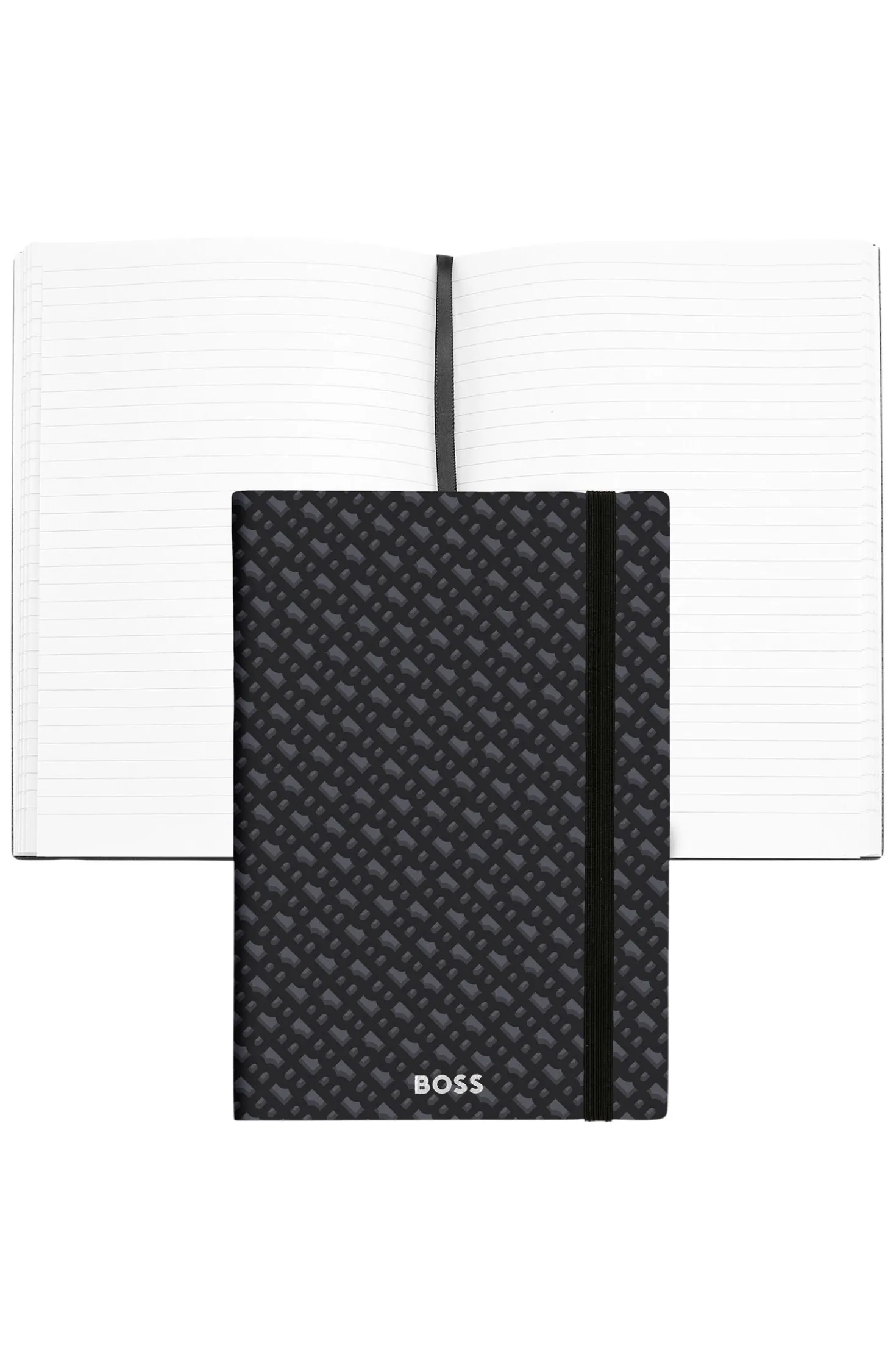 Grey A5 notebook with monogram pattern