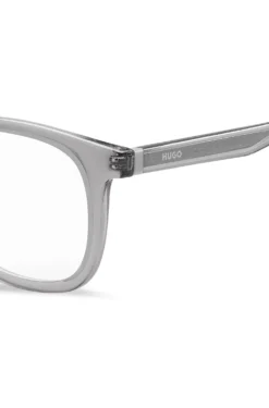 Grey optical frames with silver-tone accents