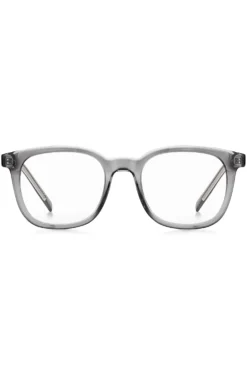 Grey optical frames with silver-tone accents