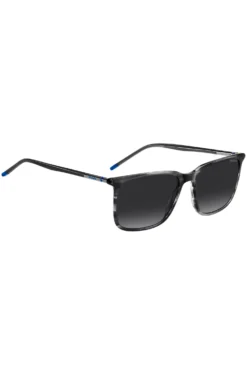 Grey sunglasses in patterned acetate with tubular metal temples
