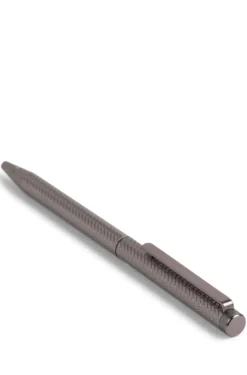 Gunmetal ballpoint pen with engraved pattern