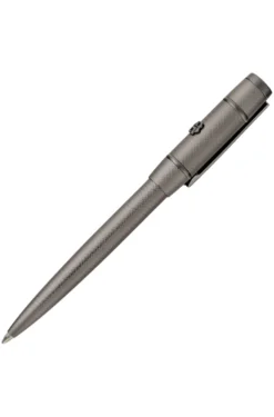 Gunmetal diamond-cut ballpoint pen with Double B trim