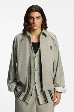 Harrington jacket with houndstooth pattern