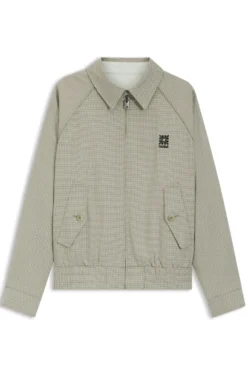 Harrington jacket with houndstooth pattern