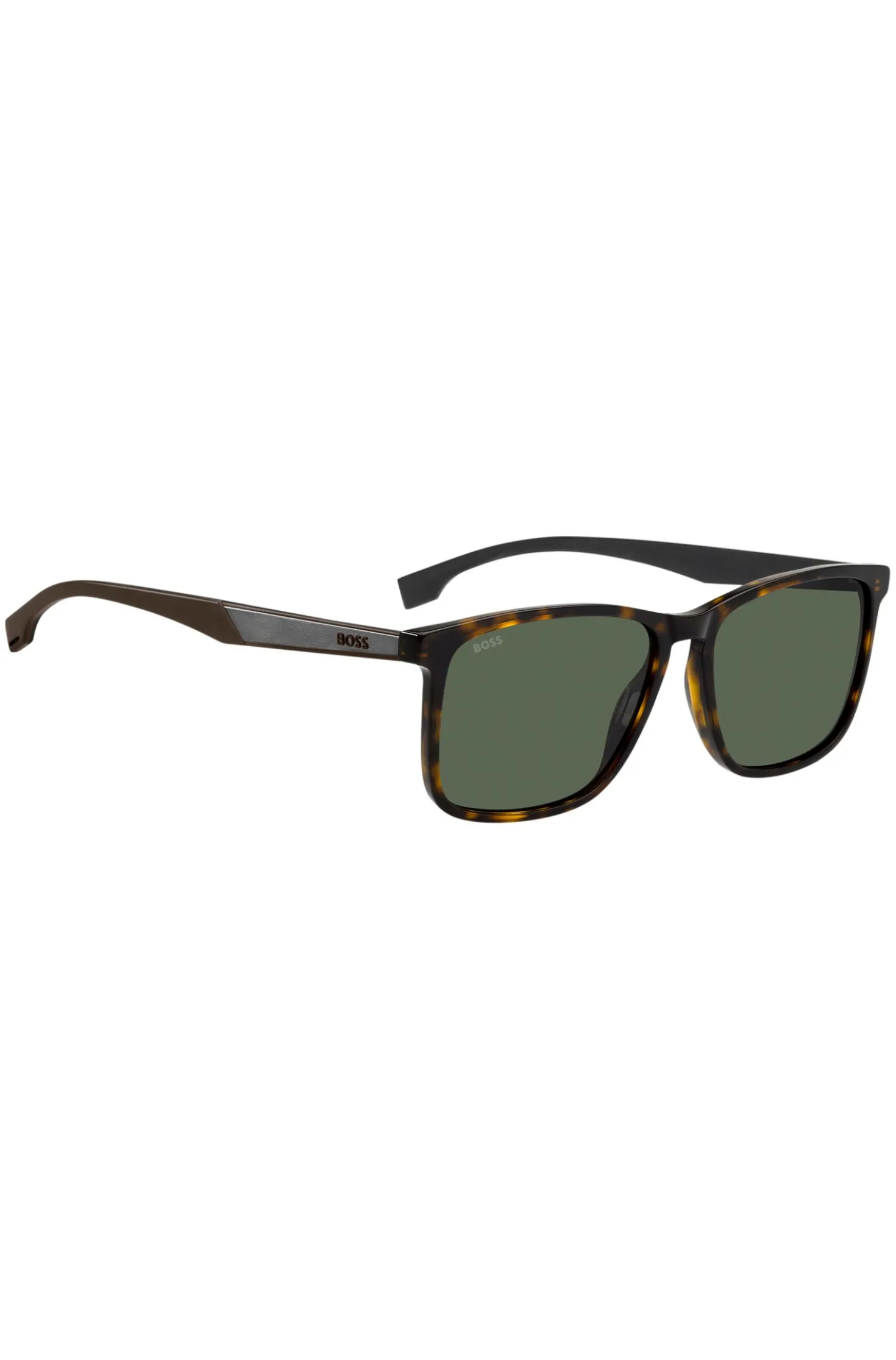 Havana-acetate sunglasses with rubber temples