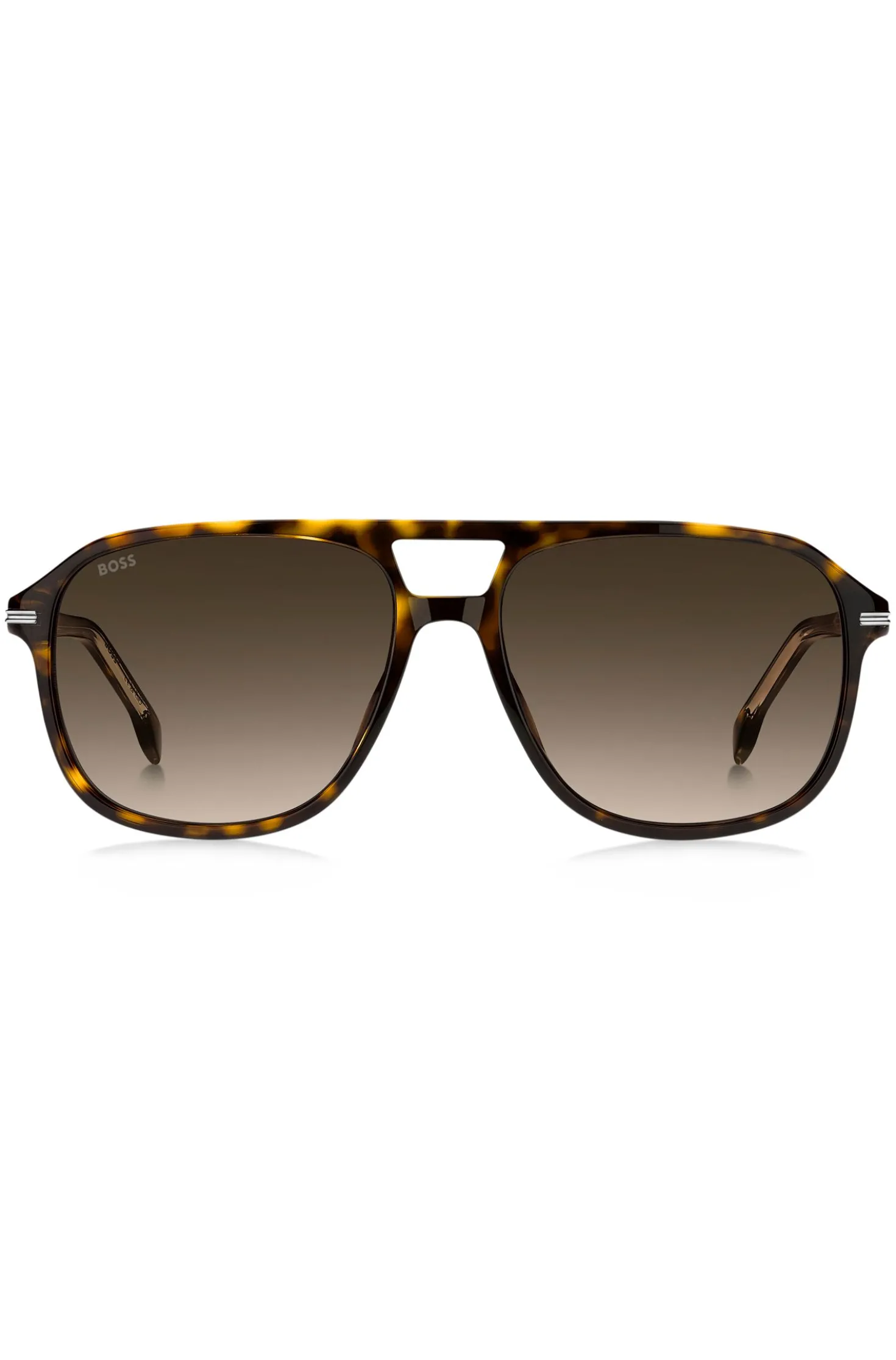 Havana-acetate sunglasses with silver-tone trims