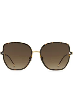 Havana-frame sunglasses with forked temples and branded chain