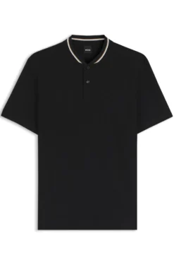Henley-neck polo shirt in cotton piqué