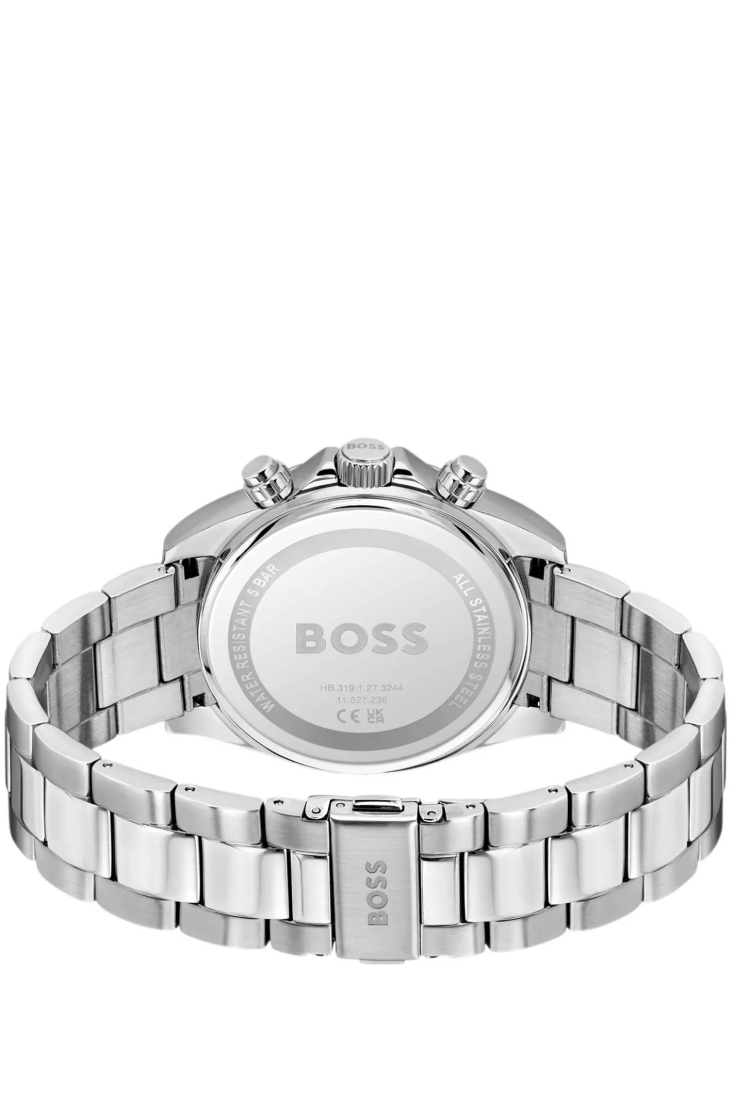 Hero 2.0 Black-dial chronograph watch with steel bracelet