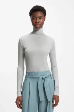 High-neck top in soft jersey