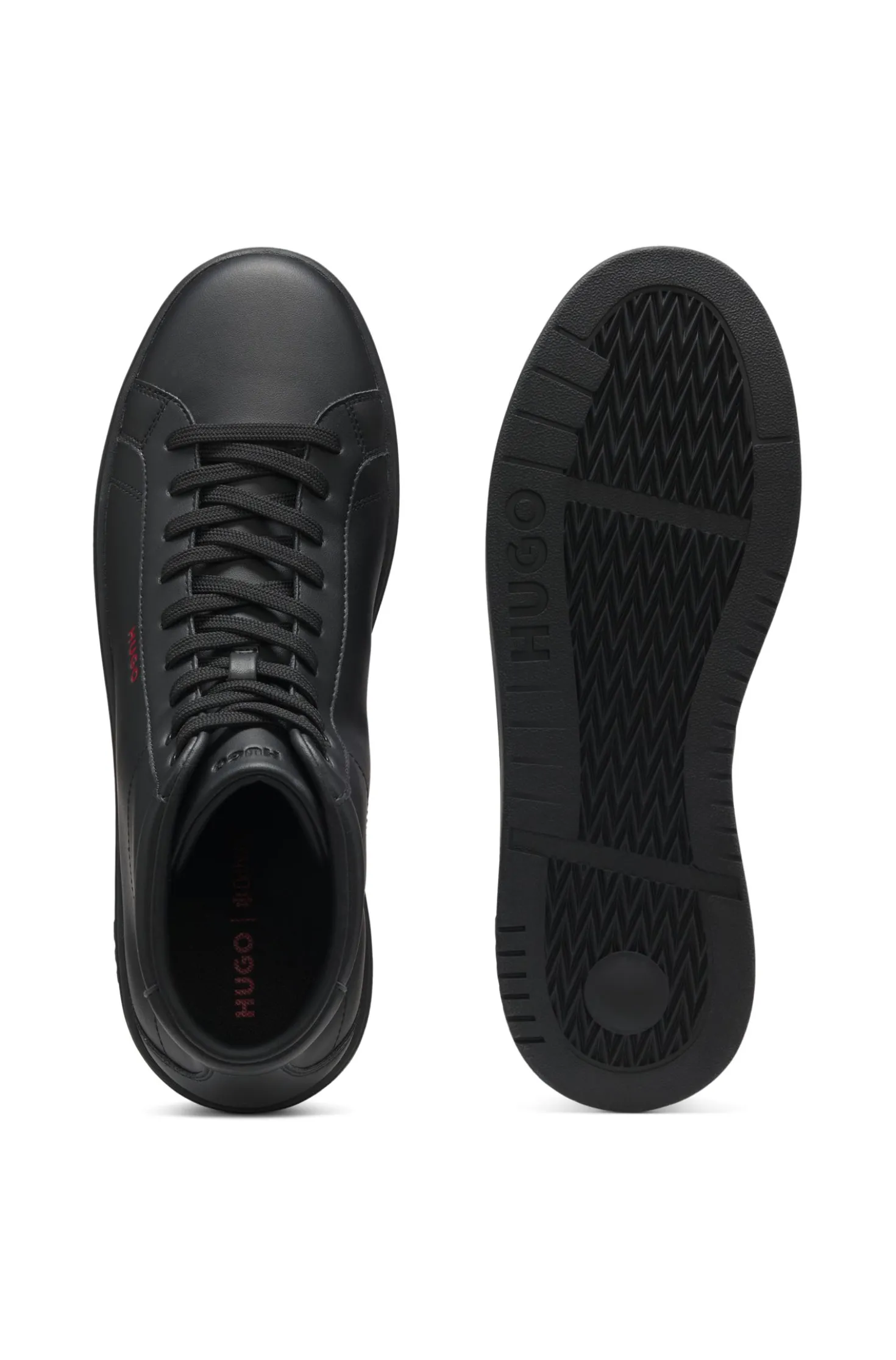 High-top trainers in faux leather