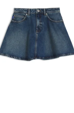 High-waisted mini skirt in blue denim