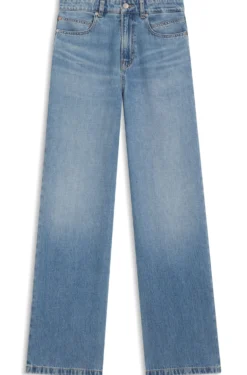 High-waisted regular-fit jeans in cross-hatch denim