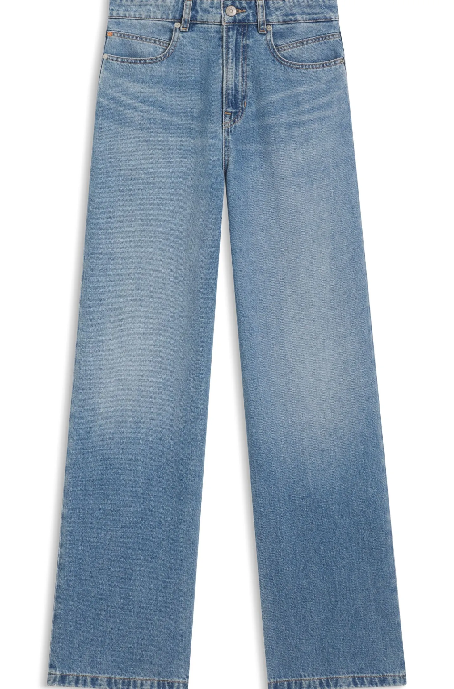 High-waisted regular-fit jeans in cross-hatch denim